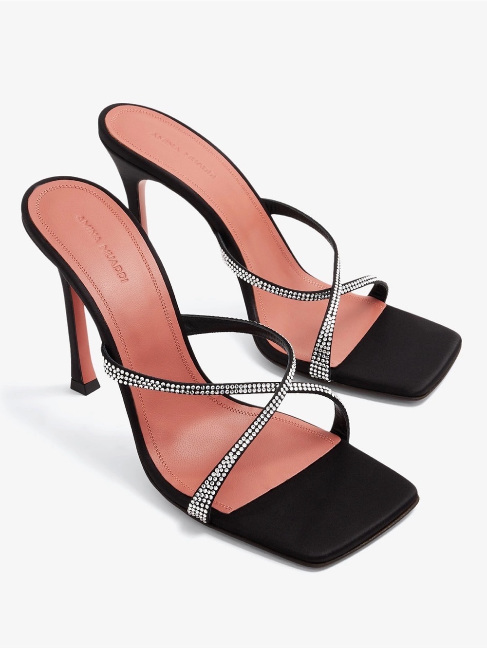 Amina Muaddi Adriana Crystal Slipper Black 37.5 NWT